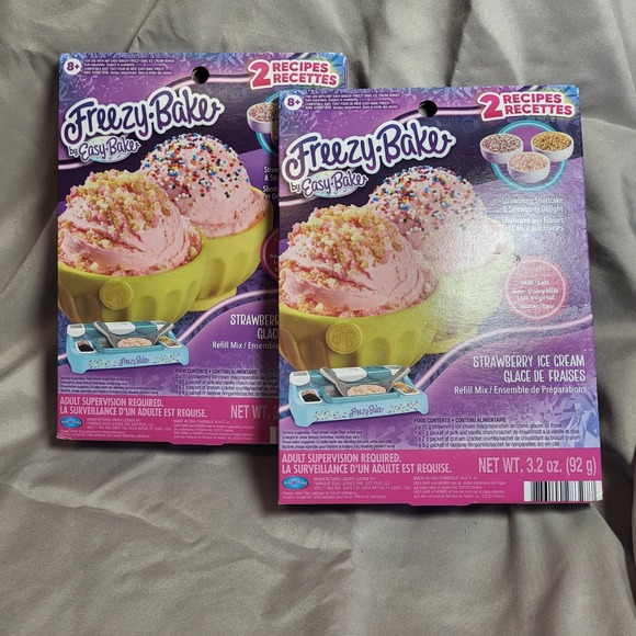 Easy-Bake Other - Easy-Bake Freezy Bake Strawberry Ice Cream Refill Mix 2 Recipes 2 Boxes 3.2oz